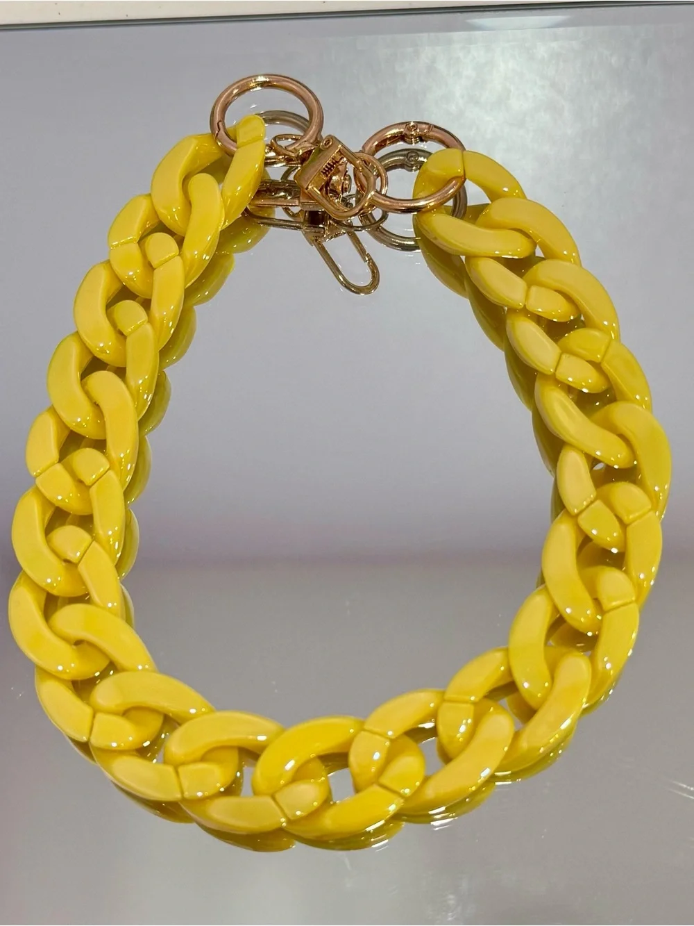 New Slim Acrylic Yellow Bah Chain with Gold Hardware 18 inches